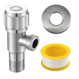 CYILIUEN G1/2" Plum Blossom Wheel Bathroom Angle Valve Stainless Steel Angle Valve Wall Mounted for Kitchen, Bathroom, Toilets, 1407A1