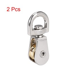 sourcing map 2pcs Lifting Crane Swivel Hook Single Pulley Block Hanging Wire Towing Wheel Zinc Alloy