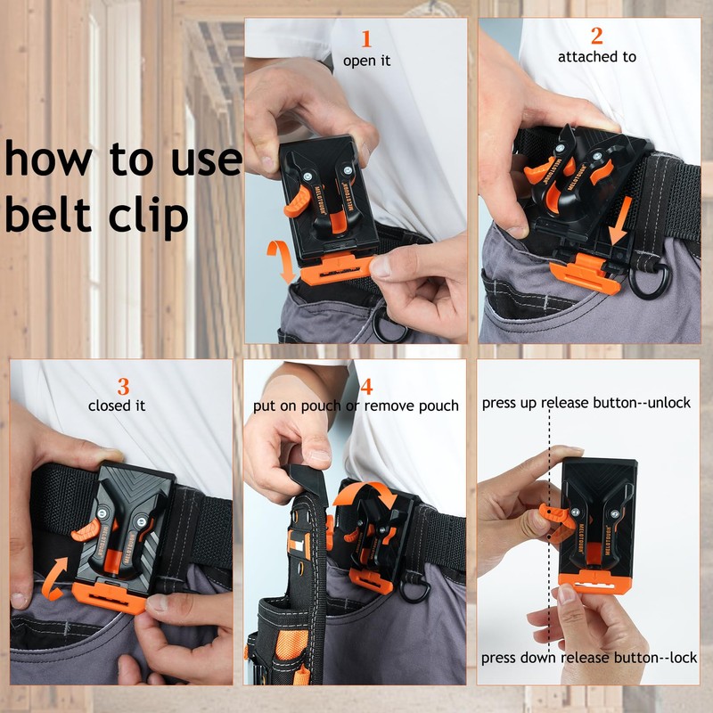 MELOTOUGH Small Tool Pouch with Quick Release Belt Clip,Clip On