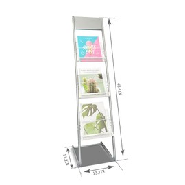 tongmo Floor-Standing Magazine Rack: Features Book Rack, Newspapers Rack, and Other Reading Materials Rack (Square-silver)