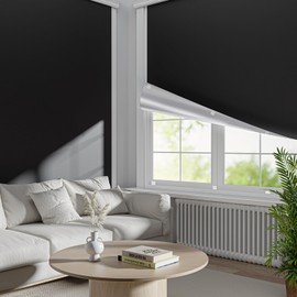 Dailycooper Portable Blackout Curtains for Bedroom 45”x 72”, 100% Blackout Window Curtains (Fits Windows 17”- 48” Wide) for Indoor Use with Hook & Loop Strips, Temporary Blackout Shades for Travel