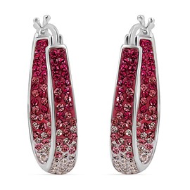 Pink Red Earrings for Women - Sparkle Hoop Jewelry for Her - Trendy Unique Fun Valentines Day Gifts - Red Pink & White