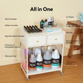 Resiners Resin Accessories Storage Table, Multi-Layer Cart and Organizer Table for Resin Supplies, Resin Storage Cart - Organize Epoxy Resin, Pigments, Powders, Mixing Cups, Molds, and Tool Easily