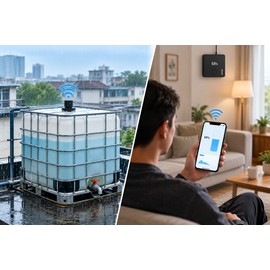 Wireless Water Level Sensor for Tank Monitoring – Ultrasonic Level Measurement with LCD Display, Tuya App and US 100–240V Power Supply