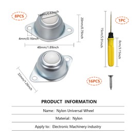 Ball Castors Furniture Castors Transfer Ball Castors 16 mm Furniture Castors Ball Castors Pack of 8 Ball Castors Furniture Castors 16 mm Furniture Castors Ball Roller Bearing Nylon Ball Bearing