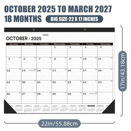 Desk Calendar 2025-2026 large 22 x17 (October 2025-March 2027) 2025-2026 Desk Calendar Large 22 x17,Classic Black Calendar 2026,Large Calendar 2026 with Plastic Cover