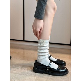 TZYDMN Women's Twisted Wavy Socks Breathable Lolita Ankle Cute Harajuku Socks for Women White