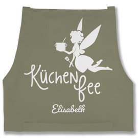 Geschenk mit Namen personalisiert by Shirtracer - Apron - Cooking Apron Women - Küchenfee with Name, 5 Sage Green