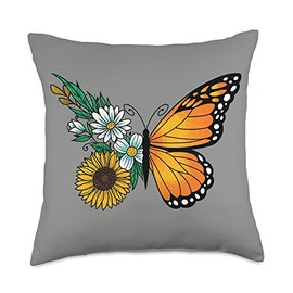 Smarty Pants Designs Floral Butterfly Throw Pillow, 18x18, Multicolor