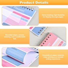 Daily Planner Notepad, 5Pcs To Do List Notepad, Checklist Productivity Organizer with Hourly Schedule for Productivity Work Study Task Planning (5 Color)