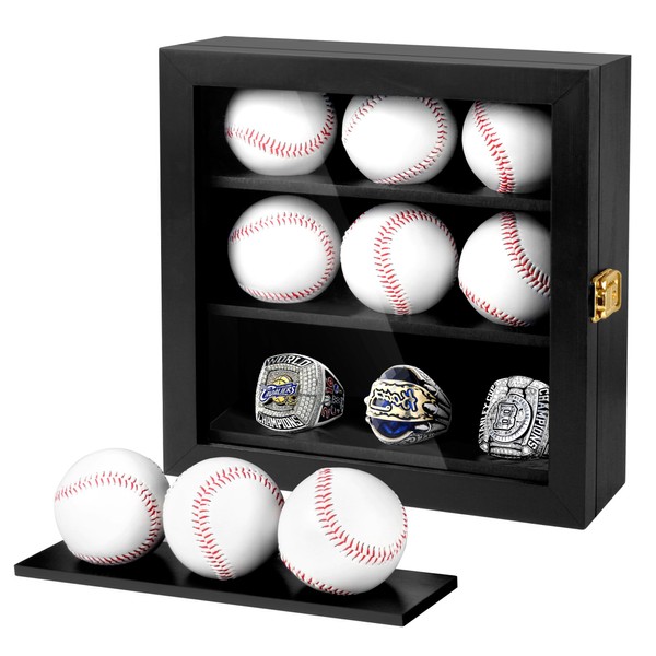 Baseball Display Case Championship Ring Display Case, Wooden Wall Cabinet