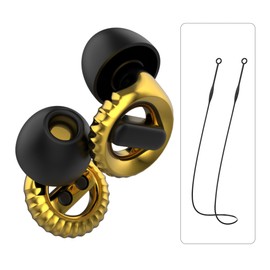 LumiGlow Concert Ear Plugs - 25dB Noise Reduction Reusable Silicone High-Fidelity Earplugs with Magnetic Safety Cord for Concerts, Festivals Airplanes, Musicians, DJs, Sports & Work (Gold)