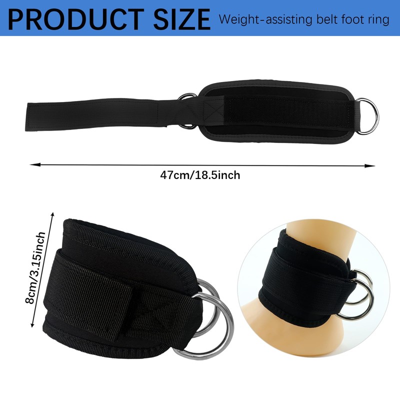 Lifting Straps with D Rings Wrist Cuff Cable Attachment Adjustable