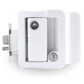 Riloer Entry Door Locks Latch Handle Deadbolt, Entry Door Lock with Key, Universal for RV Travel Trailers, White