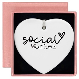 Social Worker Definition Gifts,Funny Social Work Month Gift,Birthday Retirement Christma Appreciation Gifts Ideas for Social Worker Boss Coworker Teacher Office-Heart Shaped Ornament with Gift Box
