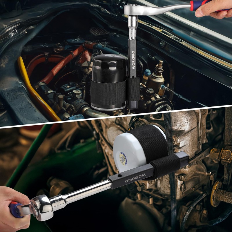 WORKPRO Nylon Strap Oil Filter Wrench, Universal Oil Filter Removal