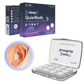 SleepEZ - Quietbuds - 12 Soft Silicon Wax Earplugs (6 Pairs) - Earplugs for Sleeping (White)