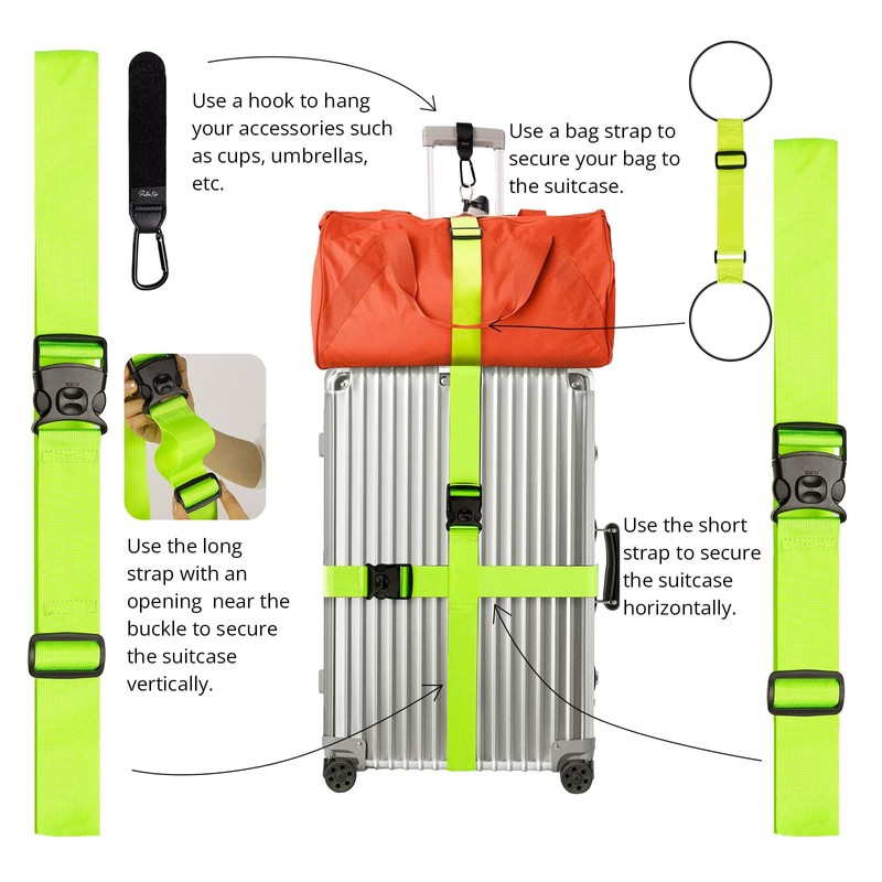 Heavy Duty Adjustable Luggage Connector Straps for Suitcases 4PCS Add