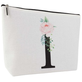 Blisswave Kosmetiktasche mit Namen, Personalisierte Kosmetiktasche von A Bis Z, Hochwertiger Metallreißverschluss, Exquisites Druckdesign, Gefüttert, Personalisierte Geschenke Frauen Mädchen (Weiß)