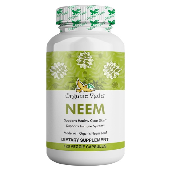 Organic Veda Neem Capsules, 1000mg - Organic Herbal Supplement Made