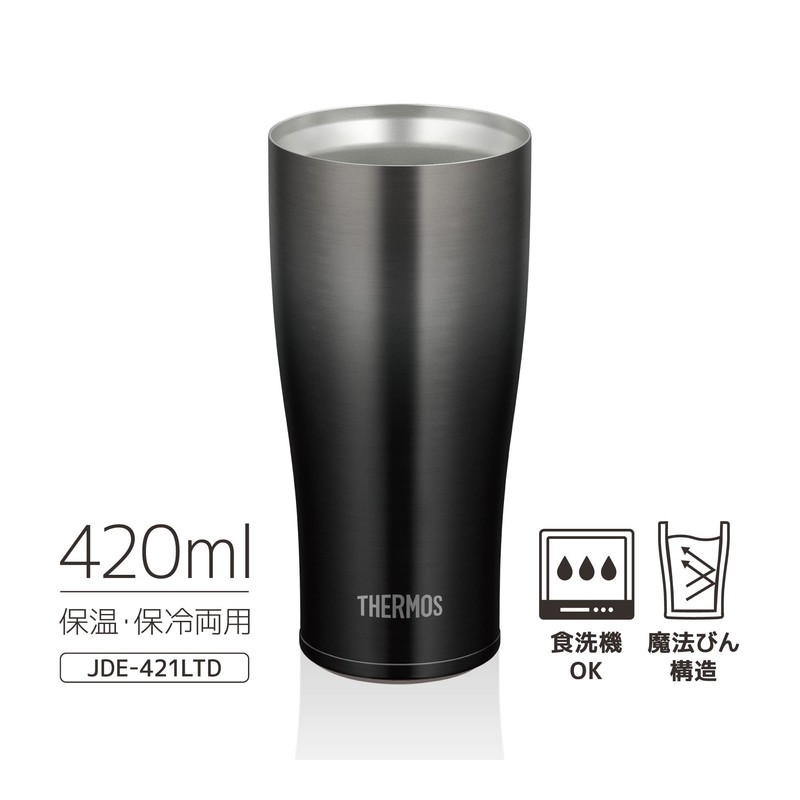Thermos JDE-421LTD BK-G Vacuum Insulated Tumbler, 14.2 fl oz (420