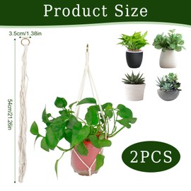 Fogbush 2 Stück Makramee Blumenampel aus Baumwolle Boho Deko Beige 58cm Hängeampel für Pflanzen Innen Außen Garten Wohnzimmer Balkon Fenster Wanddekoration