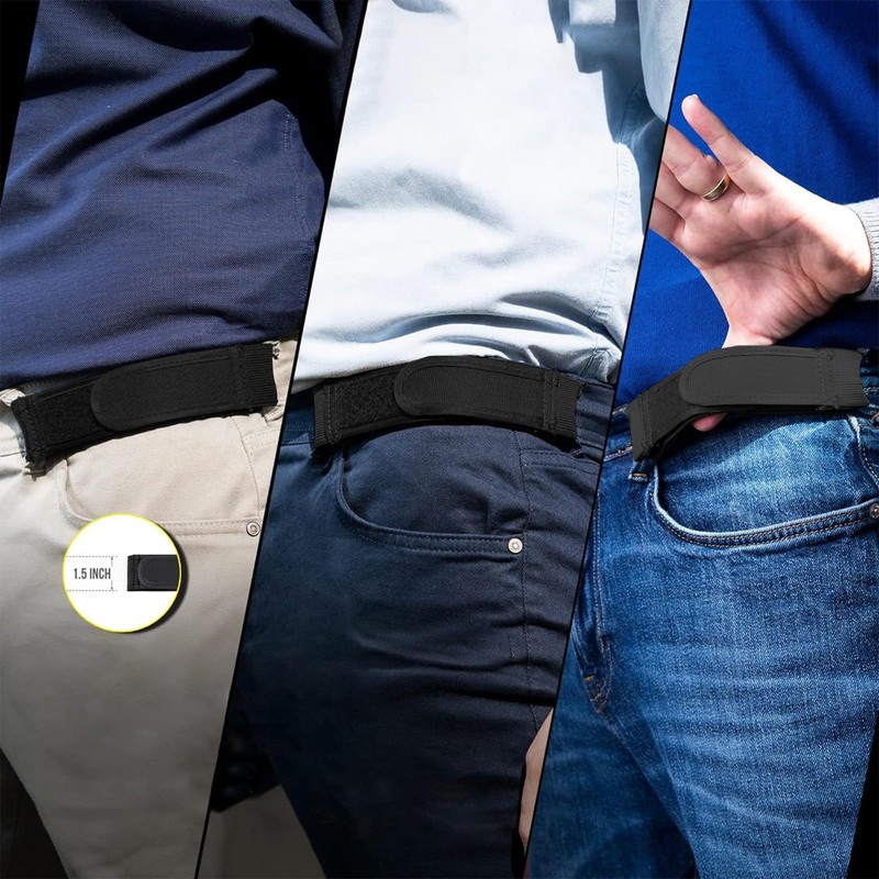 Vinuwu No Buckle Belts for Men 2 Pack No Buckle