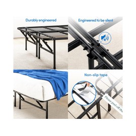 Sleepy's Raised 13 Inch High Metal Platform Frame | Support Mattress Foundation | No Box Spring Needed | Underbed Storage Space | Queen Size