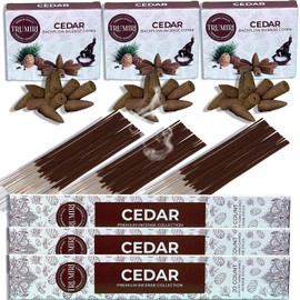 Cedar Incense Sticks & Backflow Incense Cones for Waterfall Combo Pack - 60 Insence-Sticks + 30 Backflow Cones - Insents - Incense Waterfall Cones - Inscense
