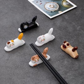 ABOING ABOING Chopstick Holder Cartoon Comic Running Cat Ceramic Chopstick Holder Animal Series Ceramic 5pcs