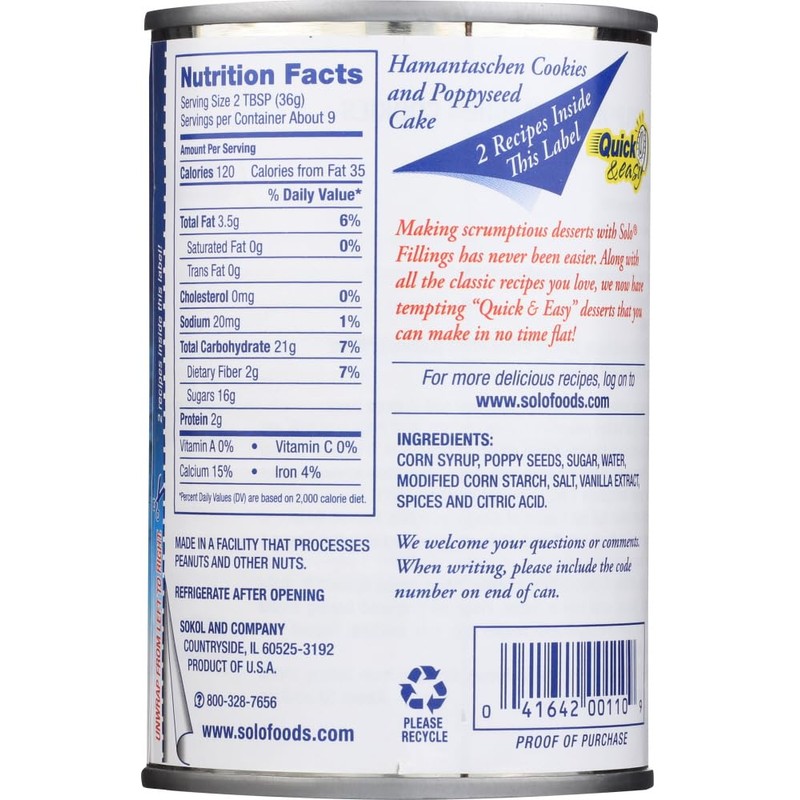 Poppy Seed Cake & Pastry Filling by SOLO