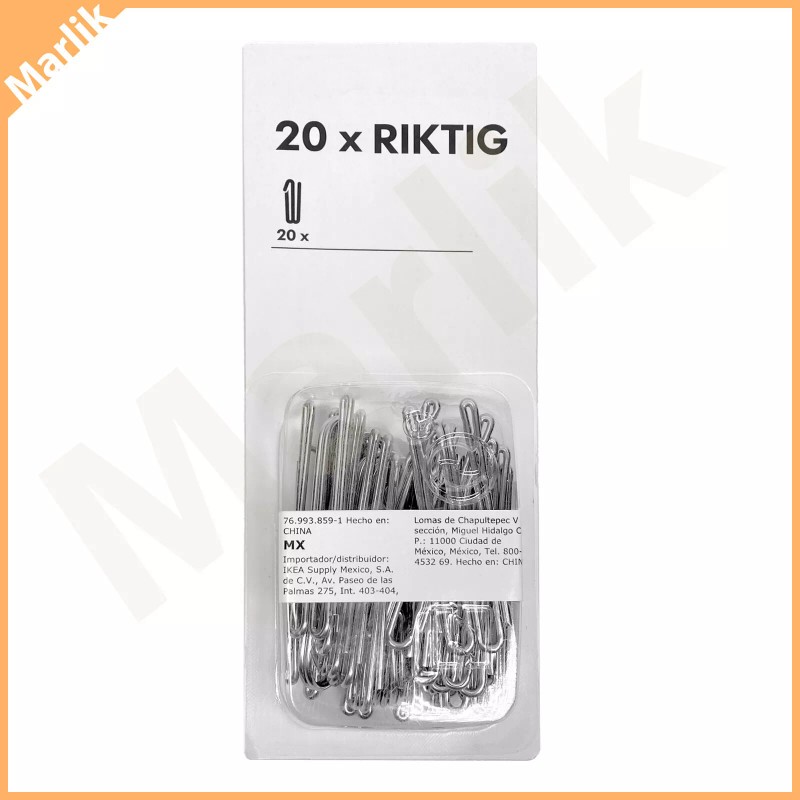 IKEA RIKTIG Curtain Hook, 20 Piece Set, 402.122.03, New in