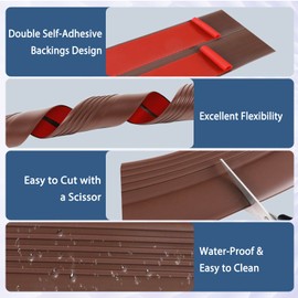 Stair Edge Trim Self Adhesive Vinyl Stair Nosing Molding Trim Non-Slip Rubber Nose Protector Peel and Stick Anti-Slip Edging for Indoor & Outdoor Use (Brown, 4 in x 40 Ft)