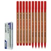 PointDX Fineliner Pens, RED, Fine Point (0.5mm), Pack of 10,