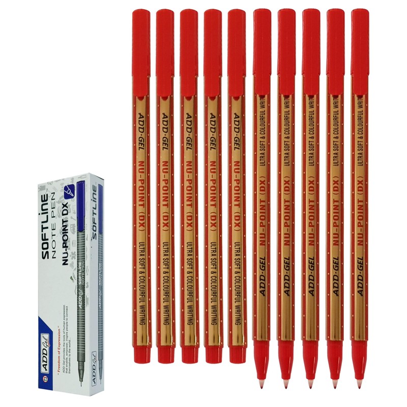 PointDX Fineliner Pens, RED, Fine Point (0.5mm), Pack of 10,