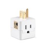 3 Outlet Wall Adapter Cube Tap, UL Listed 3 Prong
