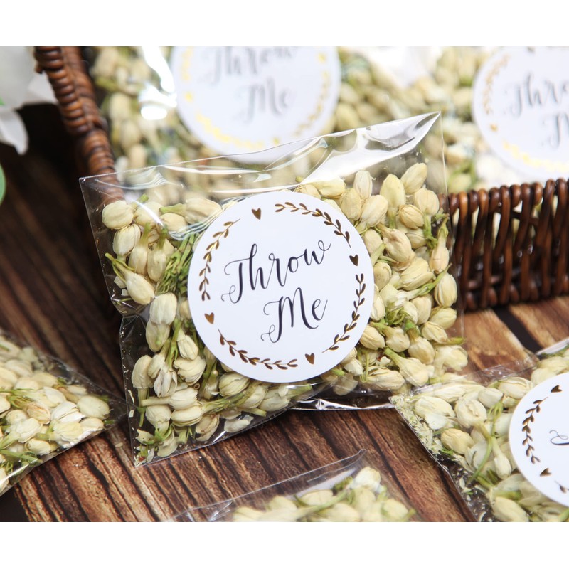 100 Pack Pre-made Clear Confetti Bags with Gold Foil "Throw