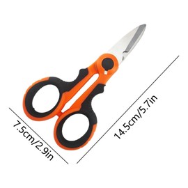 1Pcs Electrician Scissors with Protective Cover, Heavy Duty Anti-Slip Fiber Cable Cutter, Fishing Line Scissors for Fishing Trimming, Wire Braid (Red)