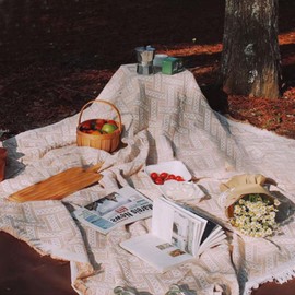 Haojiaho Leisure Sheet, Picnic Sheet, 35.4 x 59.1 inches (90 x 150 cm), For 2-3 People, Picnic Mat, Scandinavia, INS Photo, Fringe, Race, Stylish, Excursions, Sports Festival, Cherry Blossom Viewing,