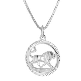 trendor Lion Zodiac Sign Necklace, 925 Silver, Fashionable Zodiac Sign Pendant for Women, Necklace Made of Sterling Silver 15360-08, Sterling Silver
