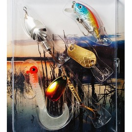 FLADEN 5 Piece ASSORTED LAKE and COAST 5g to 8g All Round Spinners Lure Pack - For Perch, Salmon and Trout [16-7579]