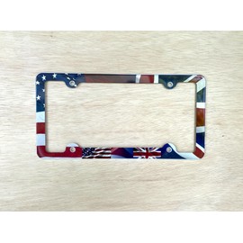 American British Union Jack Flag License Plate Frame Light Weight Aluminum Tag Holder for Cars Trucks