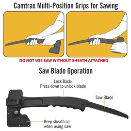 Camillus Camtrax Hatchet with Folding Saw & Hard Molded Hatchet Sheath, Black (19142)