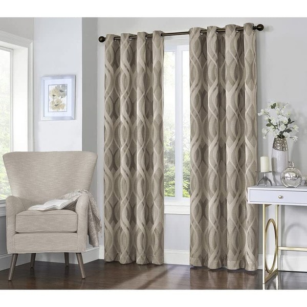ECLIPSE Caprese 52" x 95" Insulated Darkening Single Panel Grommet Top Window Treatment Living Room, 52 in x 95 in, Taupe