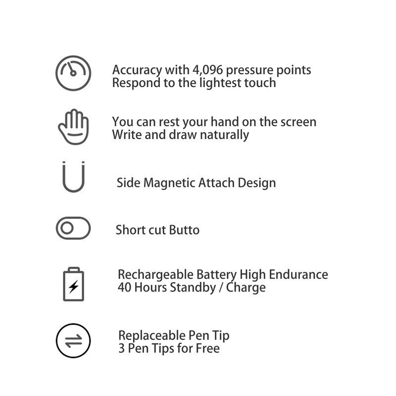 Stylus Pen Magnetic 4096 Levels Pressure Suction Function Widely Applicable