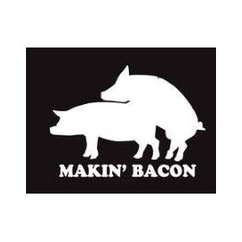Makin' Bacon Funny Adult Makarios LLC |Cars Trucks Vans Walls Laptop MKR| White |5.5 x 4|MKR929