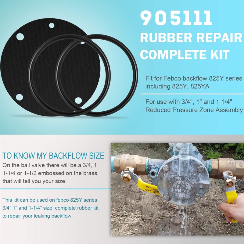 905111 Complete Rubber Repair Kit Fit for Febco Backflow 825Y