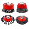 Wire Cup Brush Set Packaged with 4 Different Wire Wheel