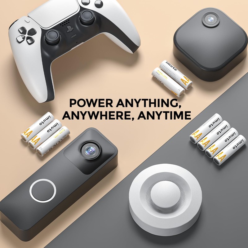 imuto Rechargeable aa Batteries, 3600mWh aa Lithium Batteries 8 Pack,