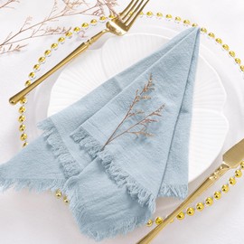 Socomi Linen Napkins Grey Blue Easter Spring Cloth Napkins Bulk Washable Cotton Napkins Set of 10 17"x17" for Wedding Party Bridal Baby Shower Birthday Table Decorations